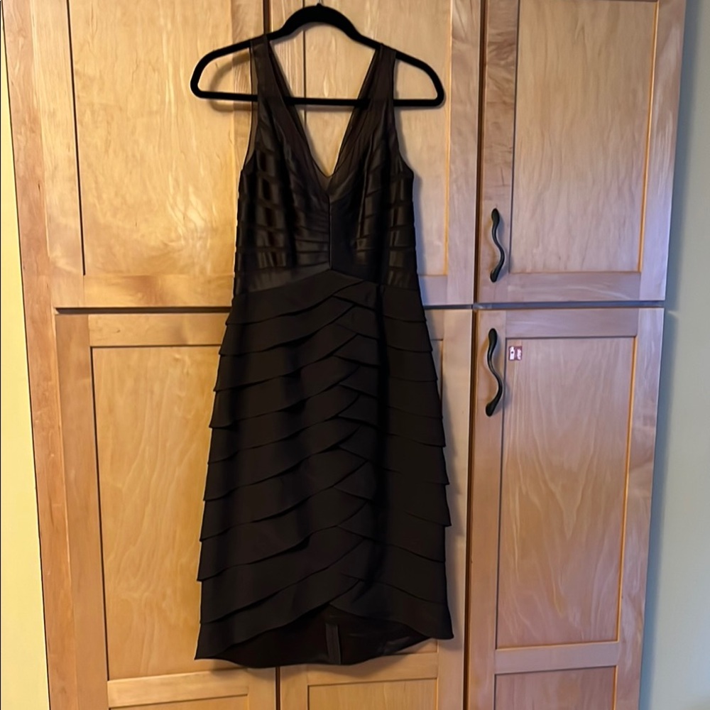 Xscape Black Sheath Cocktail Dress V-Neck Sleeveless